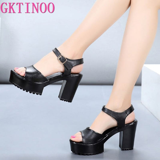 GKTINOO New Summer Women Sandals Shoes 2022 Thick With OL Korean Summer Sandals Large Size Genuine Leather Women Shoes Sandals