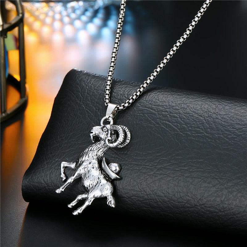 1PC Personality Rock Goat Eagle Tiger Animals Necklace Women Punk Vintage Metal Dragon Skull Pendant Necklace Men Jewely N72