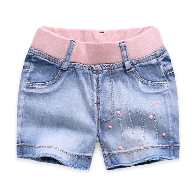 New Summer Kids Short Denim Shorts For Girls Fashion Girl Short Princess Jeans Children Pants Girls Shorts Flower Girls Clothing