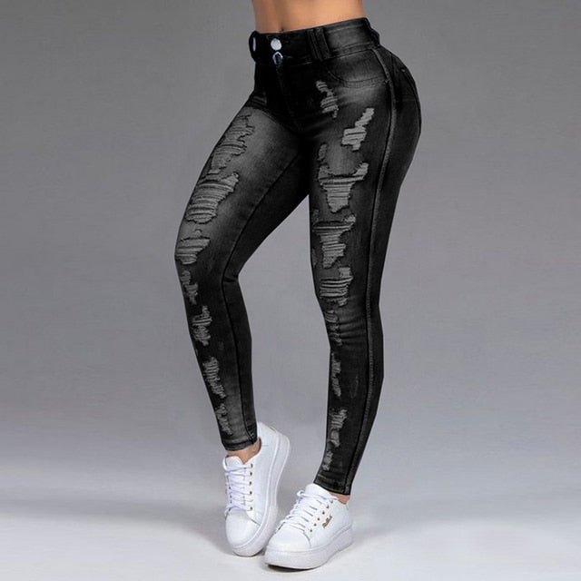 New Women's Jeans Stretch Ripped Skinny Black Denim Jean Sexy Mom Female Woman Office Fashion Trendy y2k high waist Pencil Pants