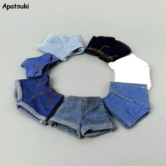 Fashion Multi Style Denim Jeans Bottoms Shorts For Barbie Doll Clothes Outfits Short Pants For Blythe 1/6 Dolls Accessories