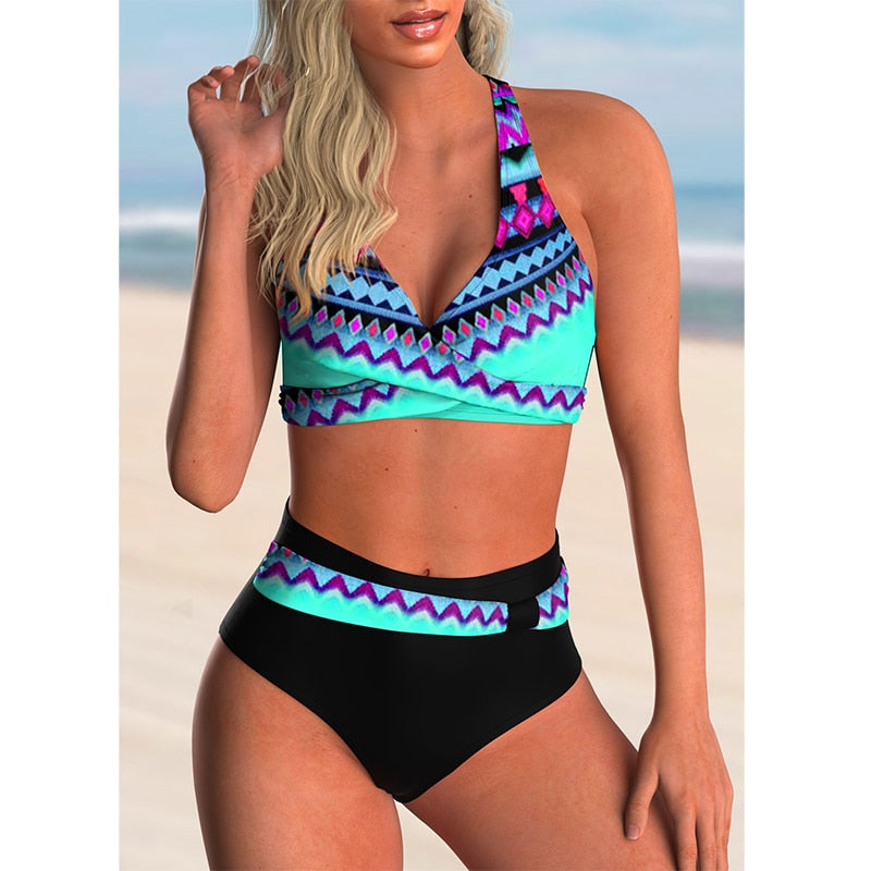 2021 New High Waist Bikini Sexy Swimsuit Women Push Up Bathing Suit Bikini Set Plus Size Swimwear Women Beach Swimming Suit