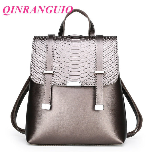 QINRANGUIO Women Backpack PU Leather Backpacks For Women Fashion Backpack Women New School Bags For Women Shoulder Bag Leather