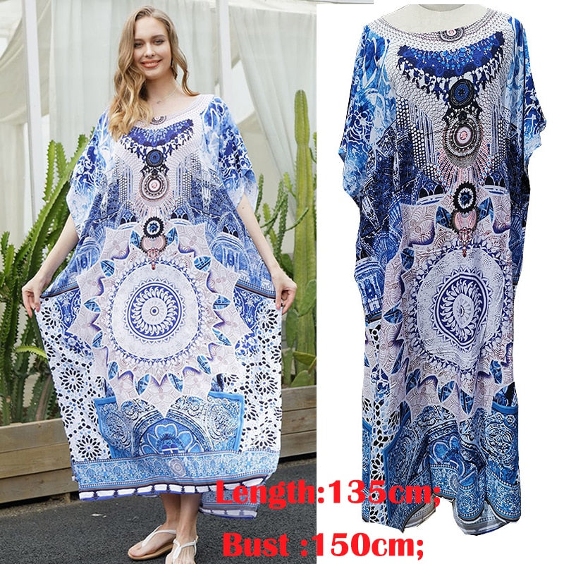 New Maxi Beach Boho Dress Plus Size Beach Cover Up Pareos De Playa Mujer 2022 Robe De Plage Bikini Cover Up Beachwear Sarong