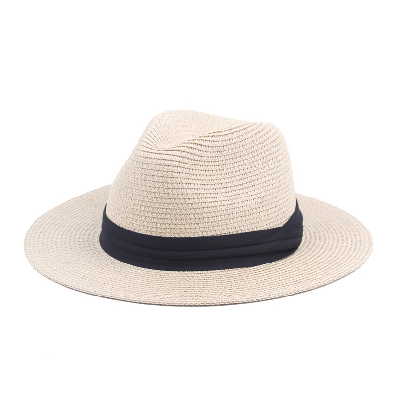 HOAREE Vintage Panama Hat Men Straw Fedora Male Sun hat Women Summer Beach British Style Chapeau Jazz Trilby Cap Sombrero
