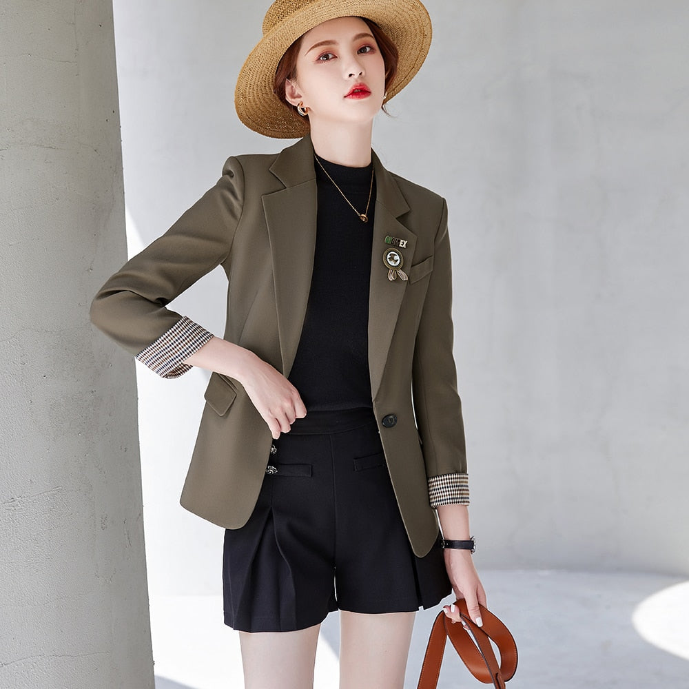 HIGH QUALITY Fashion 2020 Design Blazer Jacket Women&#39;s Green Black Blue Solid Tops For Office Lady Wear Size S-4XL