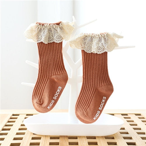 Lawadka Newborn Baby Girl Socks Lace Baby Knee Socks Anti Slip Cotton Socks for Girls Princess Long Autumn Winter Stockings 2020