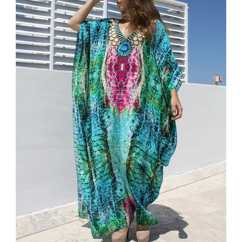 New Maxi Beach Boho Dress Plus Size Beach Cover Up Pareos De Playa Mujer 2022 Robe De Plage Bikini Cover Up Beachwear Sarong