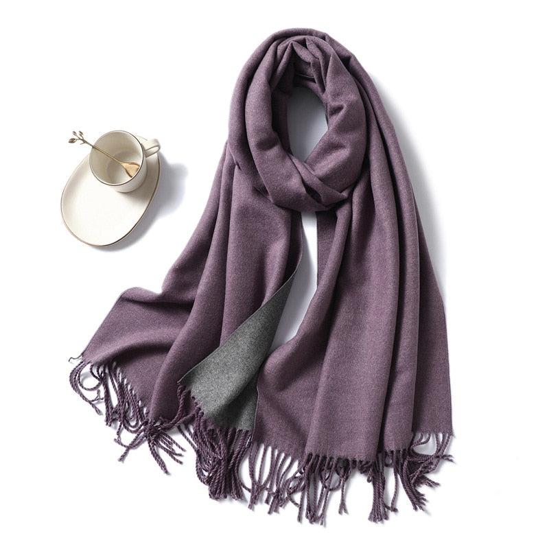 Winter Cashmere Scarf Women Thick Warm Shawls Wraps Lady Solid Scarves Fashion Tassels Pashmina Blanket quality foulard 2021 New