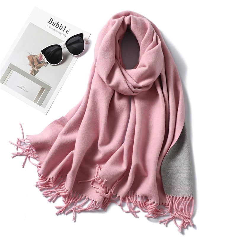 Winter Cashmere Scarf Women Thick Warm Shawls Wraps Lady Solid Scarves Fashion Tassels Pashmina Blanket quality foulard 2021 New