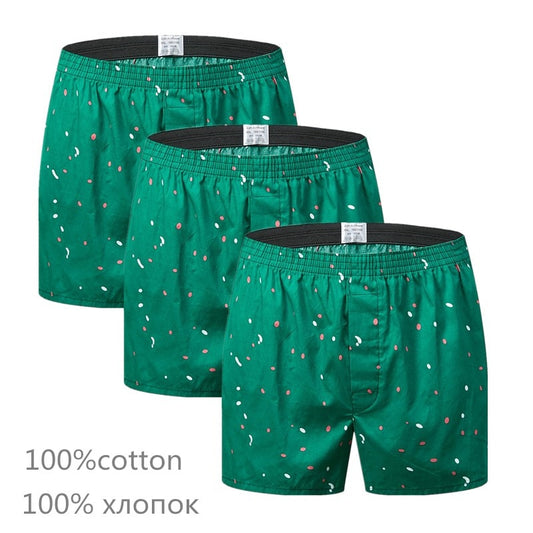 3Pcs/Lot Classic Print Men's Boxers Cotton Mens Underwear Trunks Woven Homme Arrow Panties Boxer Plus Size