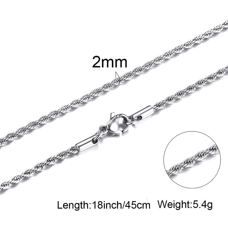 MEN NECKLACE SILVERLY BOX ROPE ROLO SNAKE LINK CHAIN STAINLESS STEEL CHOKER MEN UNISEX JEWELRY 1 TO 4MM WITH 18 TO 24 INCH