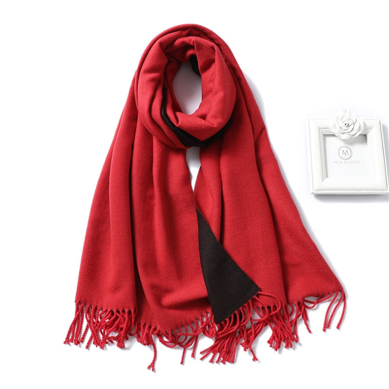 Winter Cashmere Scarf Women Thick Warm Shawls Wraps Lady Solid Scarves Fashion Tassels Pashmina Blanket quality foulard 2021 New