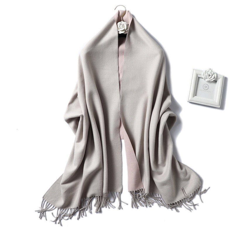 Winter Cashmere Scarf Women Thick Warm Shawls Wraps Lady Solid Scarves Fashion Tassels Pashmina Blanket quality foulard 2021 New