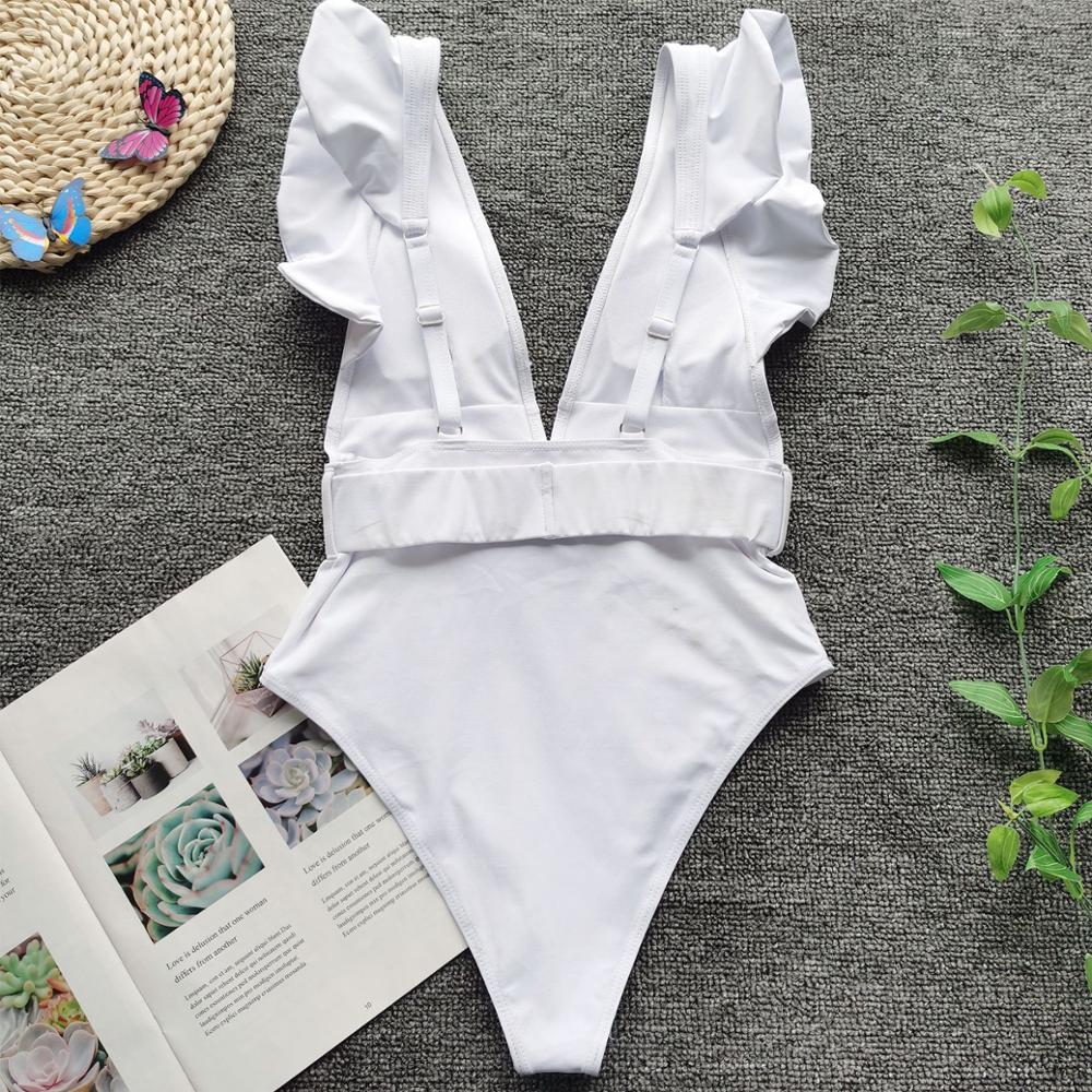 2021 New  Fashion Swimwear Sexy Solid Color Bikini Belt Set One Piece Beach One-piece Brazilian Women's Swimsuit