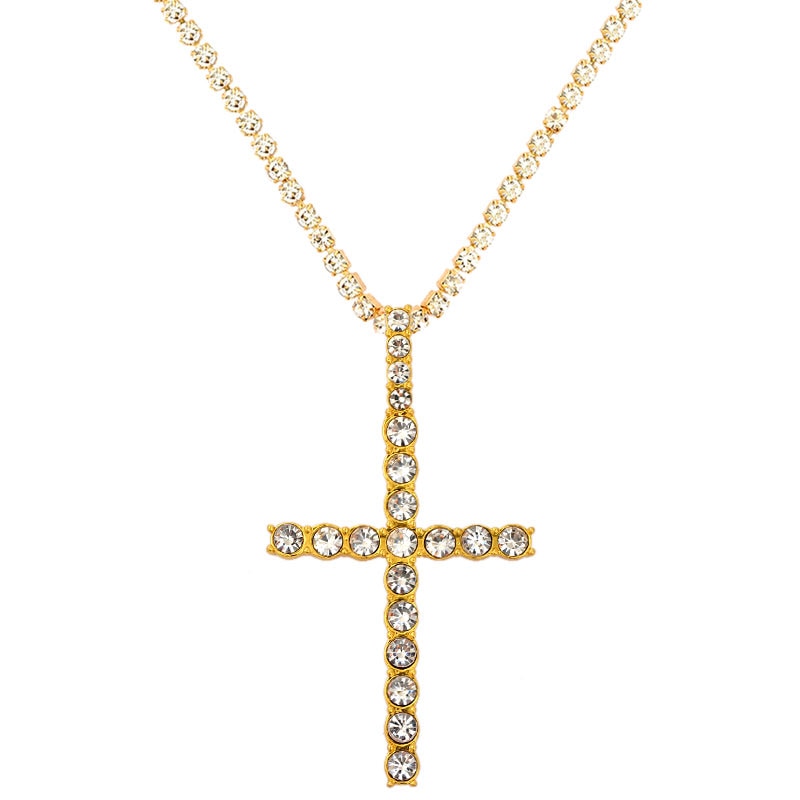 Iced Out Crystal Ankh Cross Pendant Tennis Necklace For Women Shining Butterfly Rhinestone Clavicle Chain Choker 2021 New Jewely