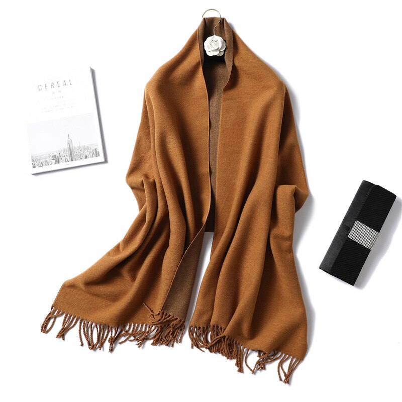 Winter Cashmere Scarf Women Thick Warm Shawls Wraps Lady Solid Scarves Fashion Tassels Pashmina Blanket quality foulard 2021 New