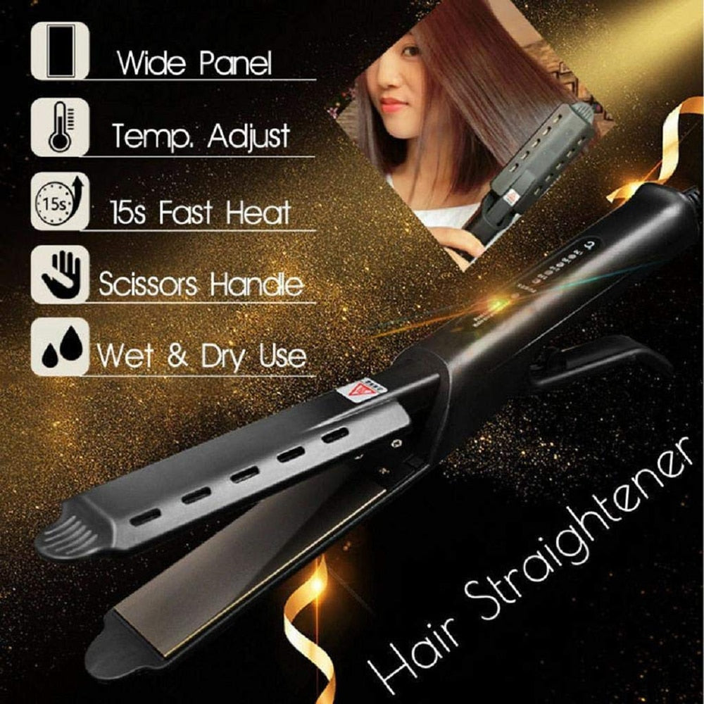 Four-gear Hair Straightener Tourmaline Ceramic Flat Iron Ionic Steam Hair Straightener Vapor Straightening Irons Widen panel