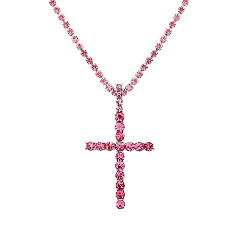 Iced Out Crystal Ankh Cross Pendant Tennis Necklace For Women Shining Butterfly Rhinestone Clavicle Chain Choker 2021 New Jewely