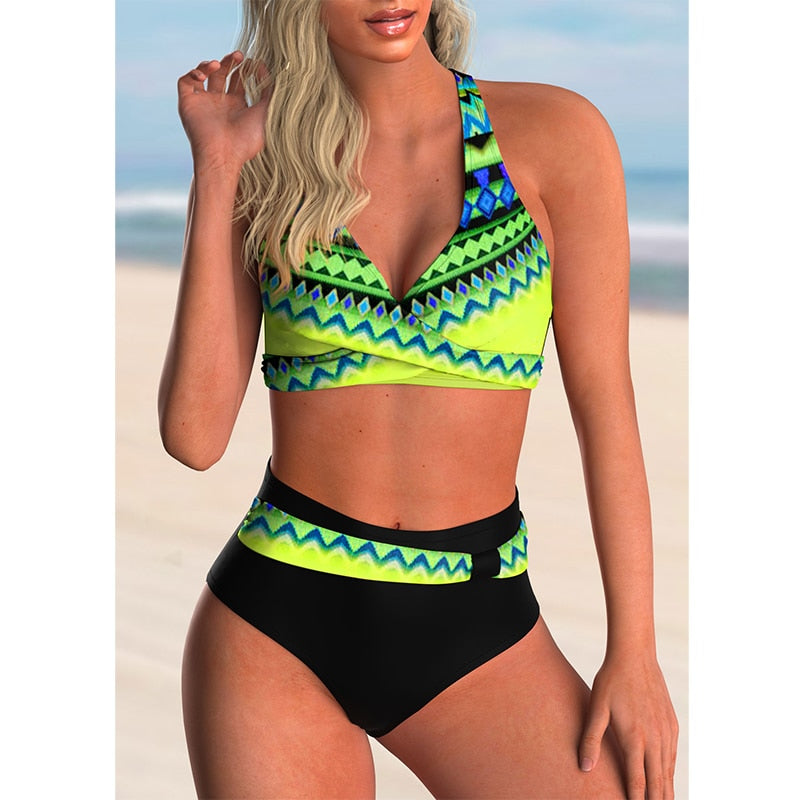 2021 New High Waist Bikini Sexy Swimsuit Women Push Up Bathing Suit Bikini Set Plus Size Swimwear Women Beach Swimming Suit