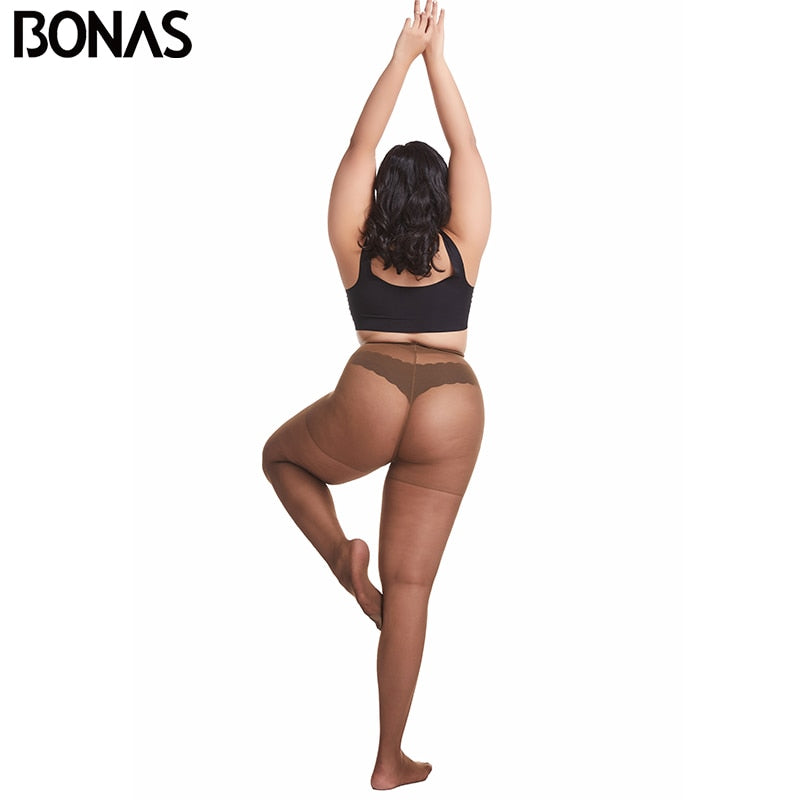 BONAS 20D Ultra-thin Tights Large Size Women 120kg Pantyhose Super Elastic Queen Size Sexy Nylon Pantyhose Plus Size Tights