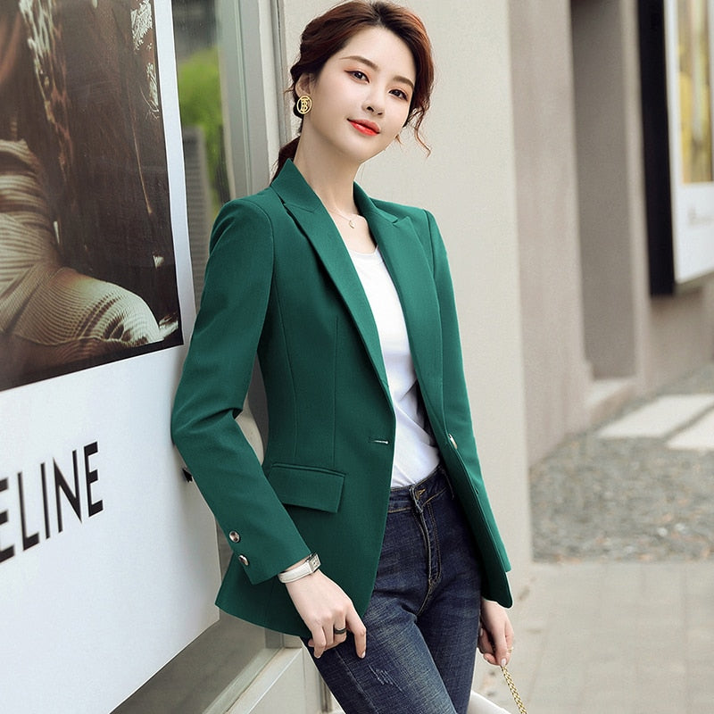 HIGH QUALITY Fashion 2020 Design Blazer Jacket Women&#39;s Green Black Blue Solid Tops For Office Lady Wear Size S-4XL