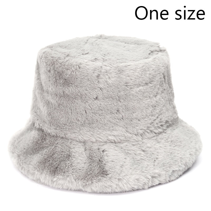 Winter Cow Leopard Faux Fur Fluffy Bucket Hats Women Outdoor Warm Sun Hat Soft Velvet Furry Fisherman Cap Girl Fashion Panama