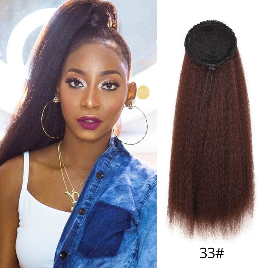 Synthetic Long Afro Kinky Curly Ponytail Synthetic Hair Pieces Natural Drawstring Ponytail Hair Extensions False Hair Pieces