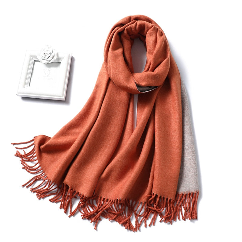 Winter Cashmere Scarf Women Thick Warm Shawls Wraps Lady Solid Scarves Fashion Tassels Pashmina Blanket quality foulard 2021 New