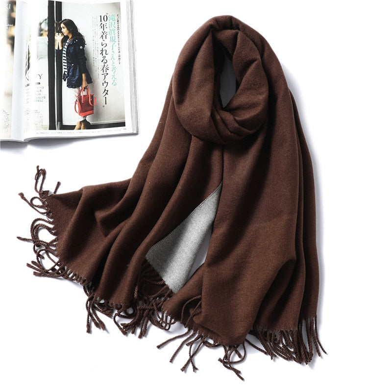 Winter Cashmere Scarf Women Thick Warm Shawls Wraps Lady Solid Scarves Fashion Tassels Pashmina Blanket quality foulard 2021 New