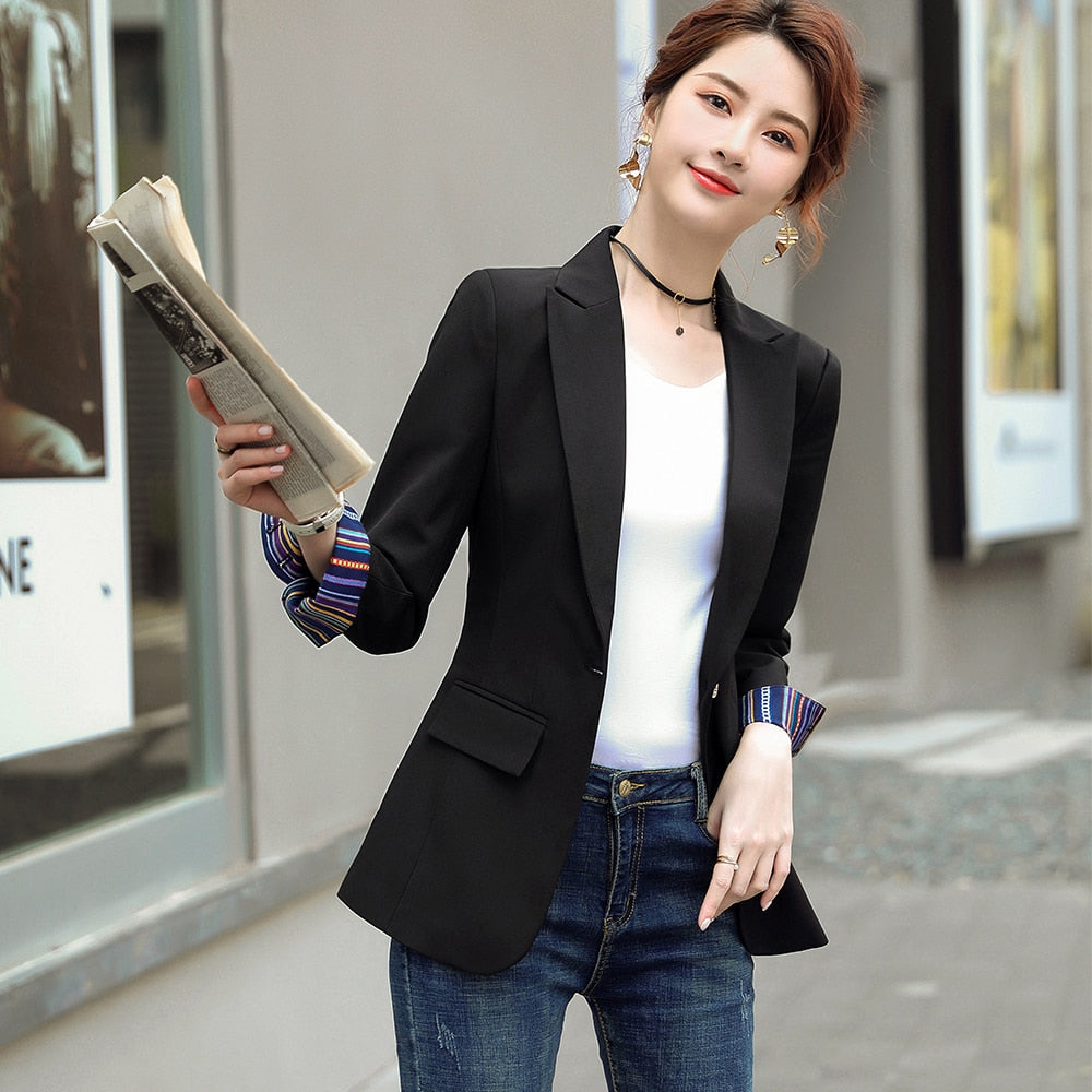 HIGH QUALITY Fashion 2020 Design Blazer Jacket Women&#39;s Green Black Blue Solid Tops For Office Lady Wear Size S-4XL