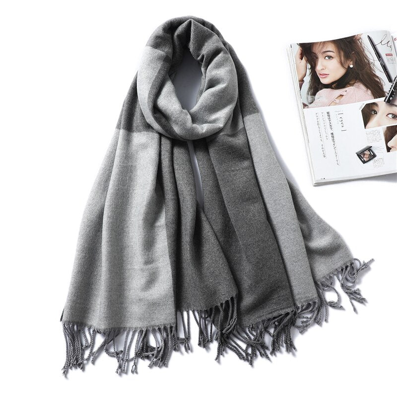 Winter Cashmere Scarf Women Thick Warm Shawls Wraps Lady Solid Scarves Fashion Tassels Pashmina Blanket quality foulard 2021 New