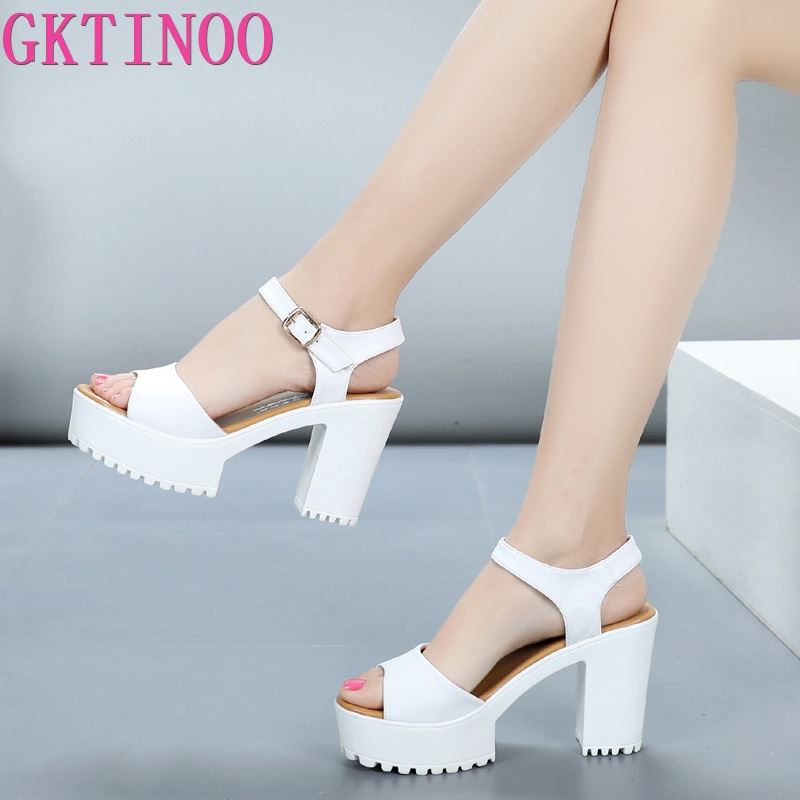 GKTINOO New Summer Women Sandals Shoes 2022 Thick With OL Korean Summer Sandals Large Size Genuine Leather Women Shoes Sandals