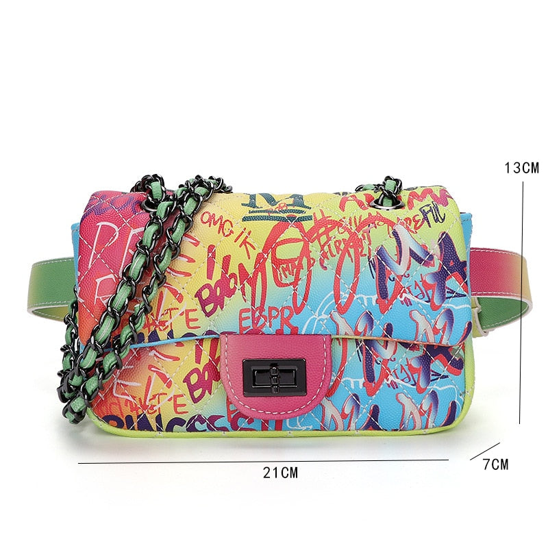 Amberler Luxury Designer PU Leather Women Shoulder Bag Large Capacity Ladies Chain Printed Crossbody Bags Fashion Female Handbag