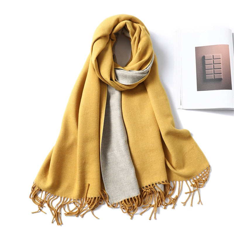 Winter Cashmere Scarf Women Thick Warm Shawls Wraps Lady Solid Scarves Fashion Tassels Pashmina Blanket quality foulard 2021 New