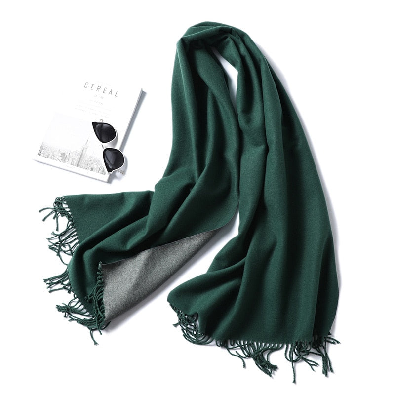 Winter Cashmere Scarf Women Thick Warm Shawls Wraps Lady Solid Scarves Fashion Tassels Pashmina Blanket quality foulard 2021 New