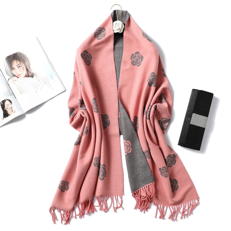 Winter Cashmere Scarf Women Thick Warm Shawls Wraps Lady Solid Scarves Fashion Tassels Pashmina Blanket quality foulard 2021 New