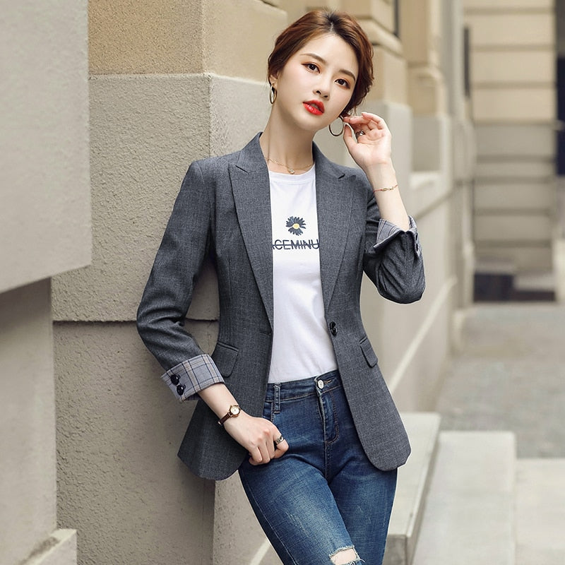 HIGH QUALITY Fashion 2020 Design Blazer Jacket Women&#39;s Green Black Blue Solid Tops For Office Lady Wear Size S-4XL