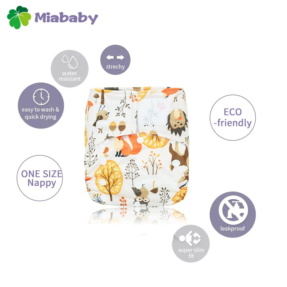 Miababy Hook&amp;Loop OS Pocket Cloth Diaper,with one pockets,waterproof and breathable,for 3-15 kg baby