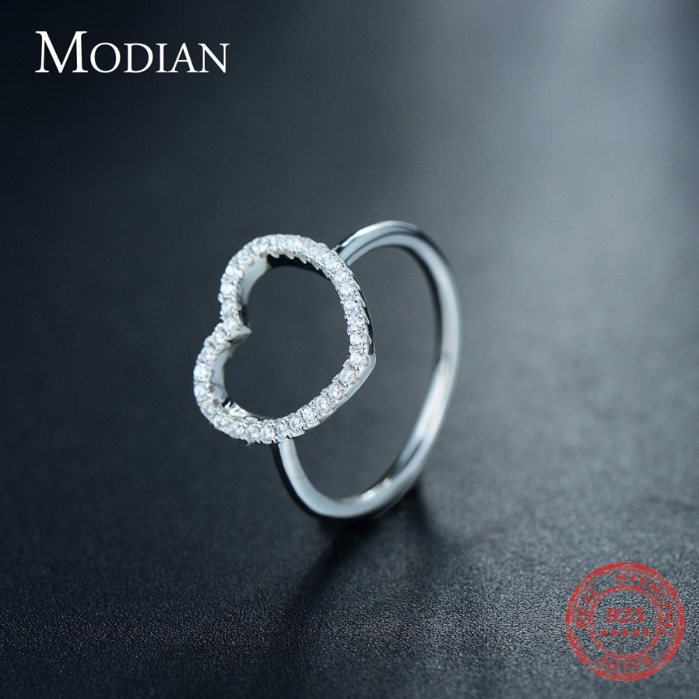2021 New Design Fashion Solid 925 Sterling Silver Heart Shape Classic Love Ring 5A Zircon Finger Rings For Women Engagement Jewe
