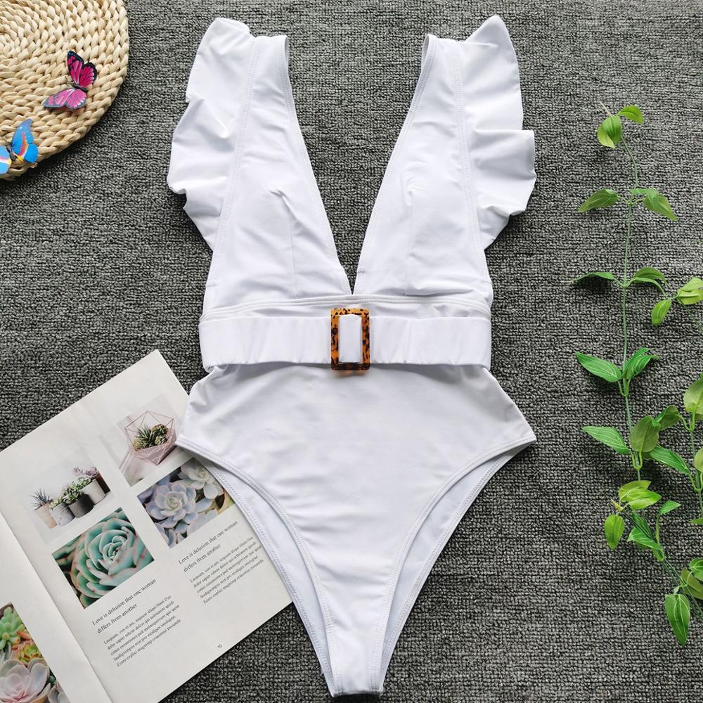 2021 New  Fashion Swimwear Sexy Solid Color Bikini Belt Set One Piece Beach One-piece Brazilian Women's Swimsuit