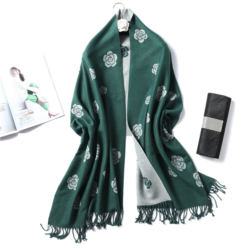 Winter Cashmere Scarf Women Thick Warm Shawls Wraps Lady Solid Scarves Fashion Tassels Pashmina Blanket quality foulard 2021 New