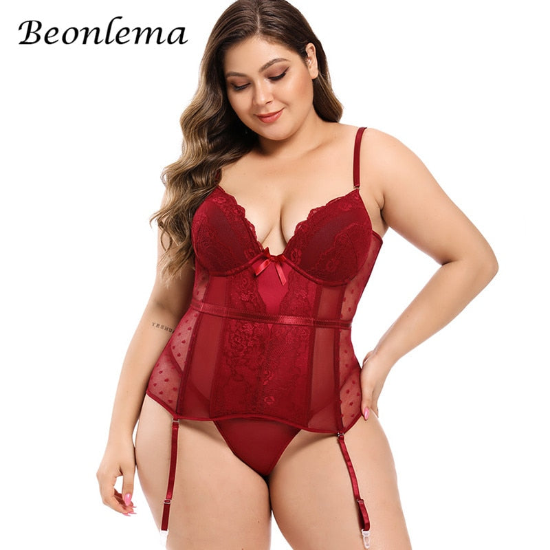 Sexy Plus Size Women Lingerie Lace See-through Erotic Underwear