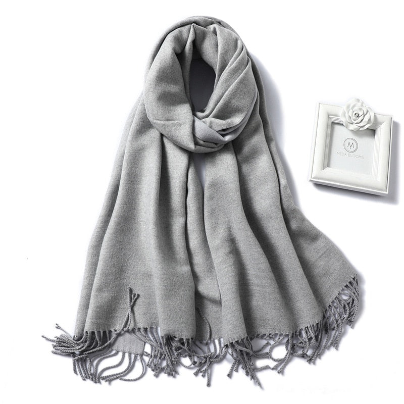 Winter Cashmere Scarf Women Thick Warm Shawls Wraps Lady Solid Scarves Fashion Tassels Pashmina Blanket quality foulard 2021 New