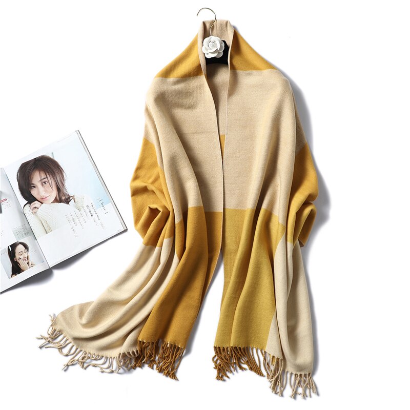 Winter Cashmere Scarf Women Thick Warm Shawls Wraps Lady Solid Scarves Fashion Tassels Pashmina Blanket quality foulard 2021 New