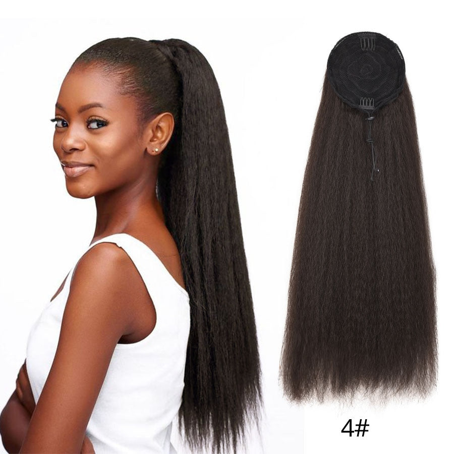 Synthetic Long Afro Kinky Curly Ponytail Synthetic Hair Pieces Natural Drawstring Ponytail Hair Extensions False Hair Pieces