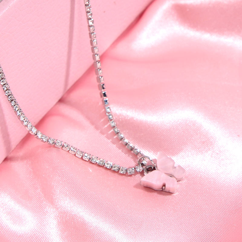 Iced Out Crystal Ankh Cross Pendant Tennis Necklace For Women Shining Butterfly Rhinestone Clavicle Chain Choker 2021 New Jewely