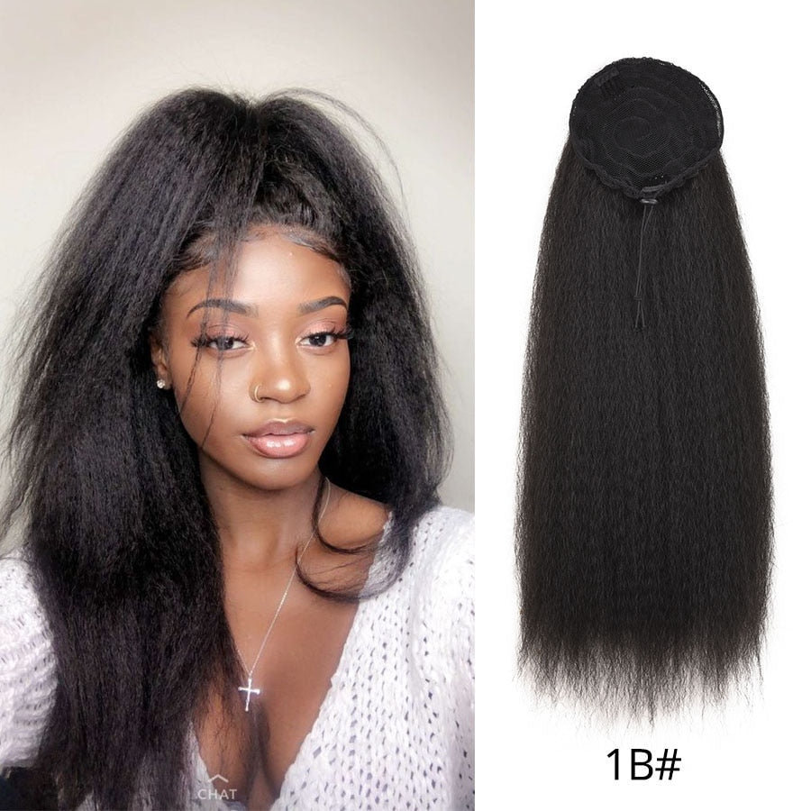 Synthetic Long Afro Kinky Curly Ponytail Synthetic Hair Pieces Natural Drawstring Ponytail Hair Extensions False Hair Pieces