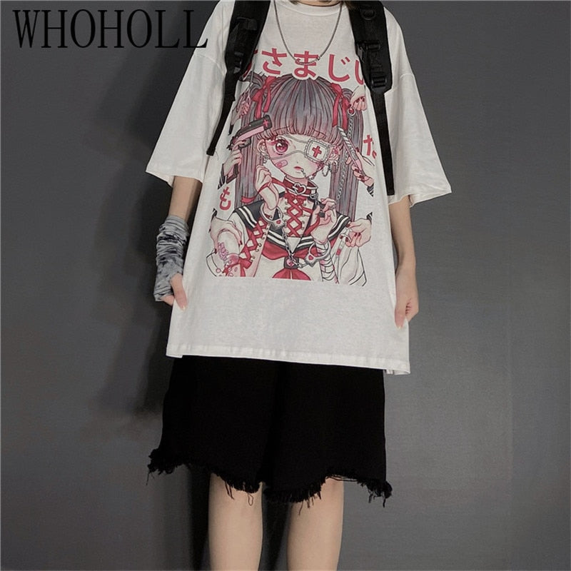 Summer Gothic Clothing Sexy Female Loose Women T-shirt Punk Dark Grunge Streetwear Ladies Top Gothic Tshirts Harajuku Clothes