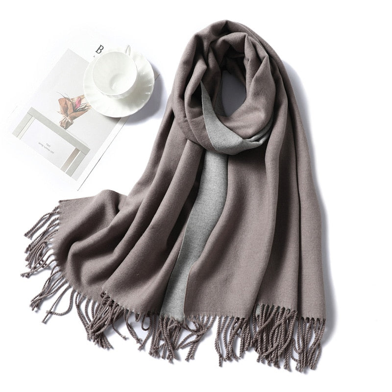 Winter Cashmere Scarf Women Thick Warm Shawls Wraps Lady Solid Scarves Fashion Tassels Pashmina Blanket quality foulard 2021 New